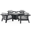St. Lucia Midnight Aluminum with Canvas Granite Cushions 5 Piece Chat Set + 42 in. Sq. Fire Pit Table