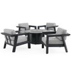 St. Lucia Midnight Aluminum with Canvas Granite Cushions 5 Piece Chat Set + 48 in. D Fire Pit Table