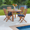 Westport Teak with Cushions 5 Piece Armless Dining Set + Oxford 48 in. D Table Westport Teak with Cushions 5 Piece Armless Dining Set + Oxford 48 in. D Table