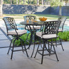 Tivoli Matte Black Cast Aluminum with Cushions 5 Piece Swivel Bar Set + 48 in. D Table Tivoli Matte Black Cast Aluminum with Cushions 5 Piece Swivel Bar Set + 48 in. D Table