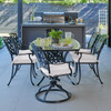Tivoli Matte Black Cast Aluminum with Cushions 7 Piece Combo Dining Set + 72 x 42 in. Table Tivoli Matte Black Cast Aluminum with Cushions 7 Piece Combo Dining Set + 72 x 42 in. Table