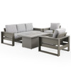 Montauk Slate Grey Polymer with Cushions 6 Piece Modular Sofa Group + 52 x 32 in. Fire Pit Table