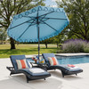 Terrace Outdoor Wicker with Cushions 3 Piece Contour Chaise Set + 32 x 18 in. Side Table