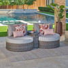 San Lucas Outdoor Wicker with Cushions 3 Piece Cuddle Beds Contour Sectional