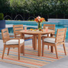 Castello Teak with Cushions 5 Piece Dining Set + 48 in. D Table