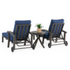 Fairmont Aged Bronze Aluminum with Spectrum Indigo Cushions 3 Piece Chaise Lounge Set + 24 in. D End Table
