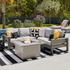 Montauk Slate Grey Polymer with Cushions 6 Piece Modular Sectional + 42 in. Sq. Fire Pit Table