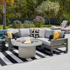 Montauk Slate Grey Polymer with Cushions 6 Piece Modular Sectional + 48 in. D Fire Pit Table