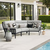 Siena Coal Aluminum with Panama Stone Grey 3 Piece Sectional