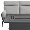 Siena Coal Aluminum with Panama Stone Grey 4 Piece Swivel Sofa Group + 36 x 58 in. Fire Pit Table
