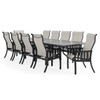 Siena Coal Aluminum with Sailing Seagull Cushions 11 Piece Dining Set + 88-126 x 44 in. Extension Table