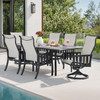 Siena Coal Aluminum with Sailing Seagull Cushions 7 Piece Combo Dining Set + 84 x 44 in. Table