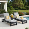 Montauk Polymer with Cushions 3 Piece Chaise Lounge Set + 23 in. Sq. End Table