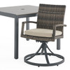 Sonoma Husk Outdoor Wicker with Cushions 5 Piece Swivel Dining Set + 40 in. Sq. Table