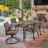 Sonoma Husk Outdoor Wicker with Cushions 7 Piece Combo Dining Set + 72 x 40 in. Table