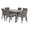 Sonoma Husk Outdoor Wicker with Cushions 7 Piece Dining Set + 72 x 40 in. Table