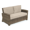 Sonoma Husk Outdoor Wicker with Cushions 4 Piece Loveseat Group + 32 in. Sq. Glass Top Coffee Table