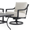 Hill Country Aged Bronze Aluminum and Cushion 3 Piece Swivel Sofa Group + 48 x 28 in. Coffee Table