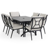 Hill Country Aged Bronze Aluminum with Cushions 7 Piece Dining Set + 72 x 42 in. Table