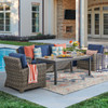 Sonoma Husk Outdoor Wicker with Cushions 4 Piece Sofa Group + 65 x 33 in. Duraboard Lounge Height Coffee Table