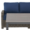 Sonoma Husk Outdoor Wicker with Cushions 4 Piece Sofa Group + 65 x 33 in. Duraboard Lounge Height Coffee Table