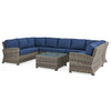 Sonoma Husk Outdoor Wicker with Cushions 8 Piece Sectional + 32 in. Sq. Coffee Table