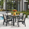Montauk Polymer with Sling 5 Piece Dining Set + 44 in. Sq. Table
