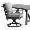 Montecito Charcoal Aluminum with Cushions 6 Piece Combo Bench Dining Set + 70 x 40 in. Table