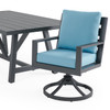 Montecito Charcoal Aluminum with Cushions 7 Piece Combo Dining Set + 70 x 40 in. Table