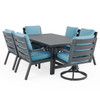 Montecito Charcoal Aluminum with Cushions 7 Piece Combo Dining Set + 70 x 40 in. Table