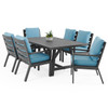 Montecito Charcoal Aluminum with Cushions 7 Piece Dining Set + 70 x 40 in. Table