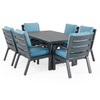 Montecito Charcoal Aluminum with Cushions 7 Piece Dining Set + 70 x 40 in. Table