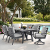 Montecito Charcoal Aluminum with Cushions 7 Piece Dining Set + 70 x 40 in. Table