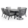 Montecito Charcoal Aluminum with Cushions 7 Piece Dining Set + 70 x 40 in. Table