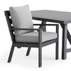 Montecito Charcoal Aluminum with Cushions 7 Piece Dining Set + 70 x 40 in. Table