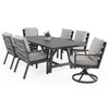 Montecito Charcoal Aluminum with Cushions 7 Piece Combo Dining Set + 84 x 42 in. Table