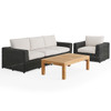 Laguna Smoke Outdoor Wicker and Solid Teak with Cushions 3 Piece Sofa Group + 55 x 32 in. Coffee Table