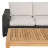 Laguna Smoke Outdoor Wicker and Solid Teak with Cushions 3 Piece Sofa Group + 55 x 32 in. Coffee Table