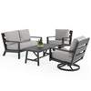 Montecito Charcoal Aluminum with Cushions 4 Piece Swivel Loveseat Group + 48 x 26 in. Coffee Table
