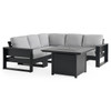 Montauk Polymer with Cushions 6 Piece Modular Sectional + 42 in. Sq. LP Gas Fire Pit