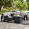 Montauk Polymer with Cushions 6 Piece Modular Sectional + 42 in. Sq. LP Gas Fire Pit