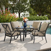 Key West Rustic Bronze Aluminum with Cushions 5 Piece Dining Set + 48 in. D Table