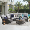 Rio Silver Oak Outdoor Wicker with Cushions 4 Piece Sectional + 42 in. D Coffee Table