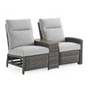 Rio Silver Oak Outdoor Wicker with Cushions 4 Piece Sectional + 42 in. D Coffee Table