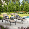 Key West Rustic Bronze Aluminum with Sling 3 Piece Chaise Lounge Set + 24 in. D End Table