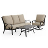 Key West Rustic Bronze Aluminum with Cushions 3 Piece Swivel Sofa Group + 48 x 26 in. Coffee Table