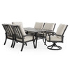 Fairmont Rustic Bronze Aluminum with Cushions 7 Piece Combo Dining Set + 70 x 40 in. Table