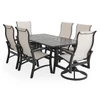 Fairmont Rustic Bronze Aluminum with Site Linen Sling 7 Piece Combo Dining Set + 70 x 40 in. Table