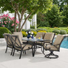 Key West Rustic Bronze Aluminum with Cushions 7 Piece Combo Dining Set + 70 x 40 in. Table
