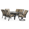 Key West Rustic Bronze Aluminum with Cushions 7 Piece Combo Dining Set + 70 x 40 in. Table